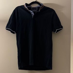 Zara Black Polo Shirt with White Trim